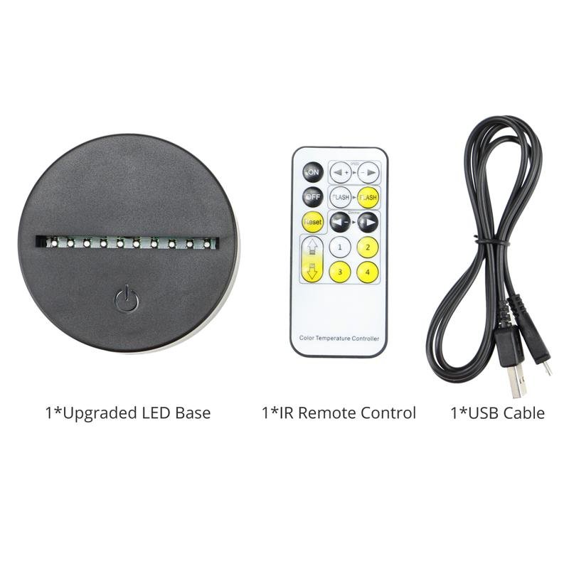 Dimmable Flashing 3D LED Base with IR Remote Control TDL-S