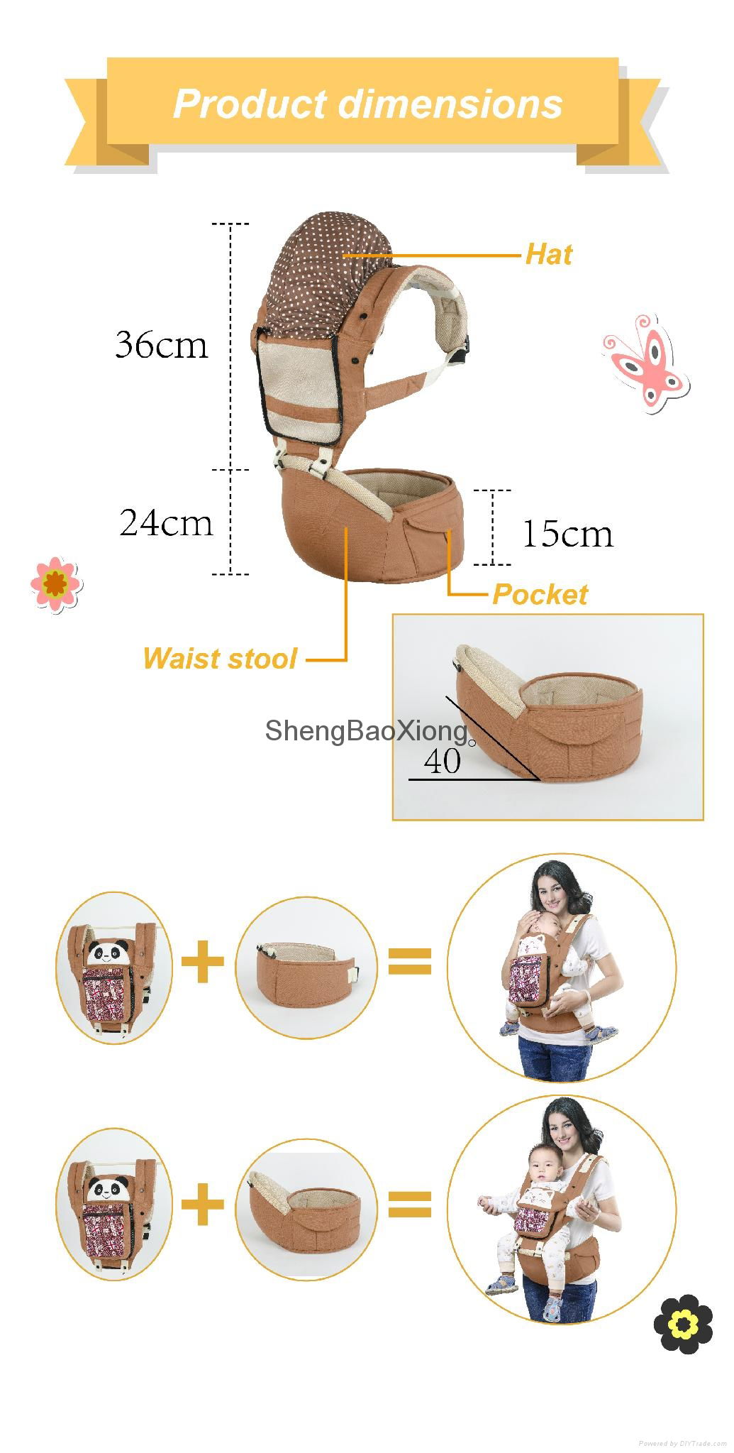 Best Selling 2016 New Design baby carrier, baby sling 3 in 1 3