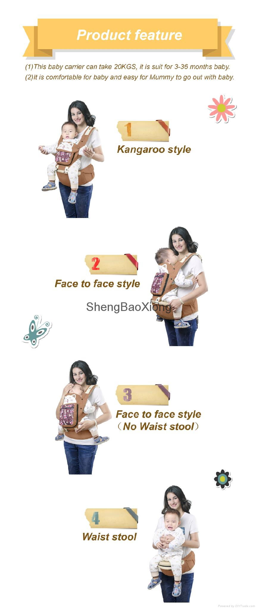 Best Selling 2016 New Design baby carrier, baby sling 3 in 1 4