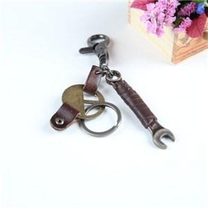 Promotional Leather Metal Key Chain With Key Ring Design