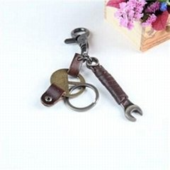 Promotional Leather Metal Key Chain With Key Ring Design
