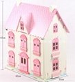 Traditional Pink Wooden Doll House with furniture 1