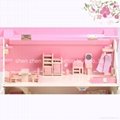 Traditional Pink Wooden Doll House with furniture 5