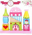 Fairytale Princess Castle Series Pink Wooden Shape Sorter Toy Blocks for Girls 4