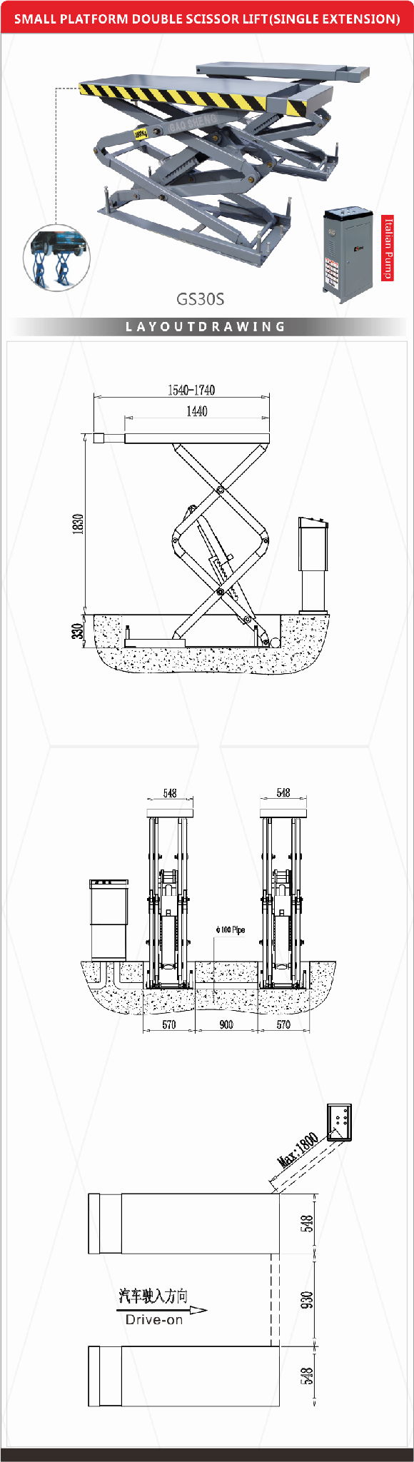 Small platform double scissor lift(single extension) 2