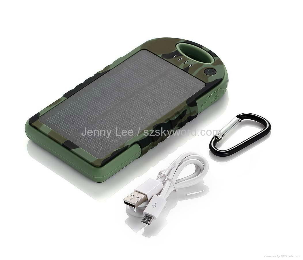 Private Label Camo Solar Power Bank 12000mah Outdoor USB Mobile Phone Charger 