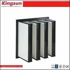 PP/filberglass media plastic frame V bank filter