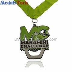 high quality cheap custom plated metal medal with  ribbon