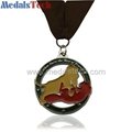 high quality cheap custom plated metal medal with  ribbon 4