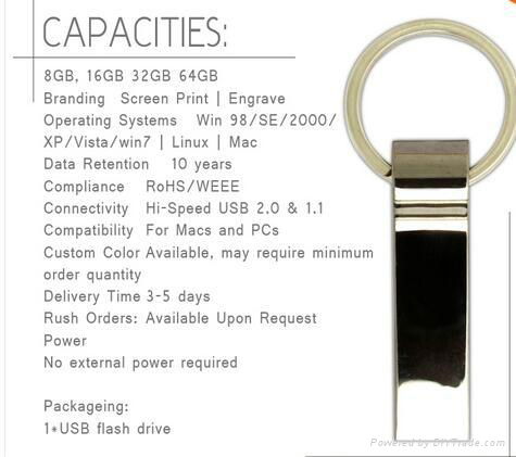 Waterproof Metal USB Flash Drive 8gb16gb pen drive usb flash driver key ring usb 2