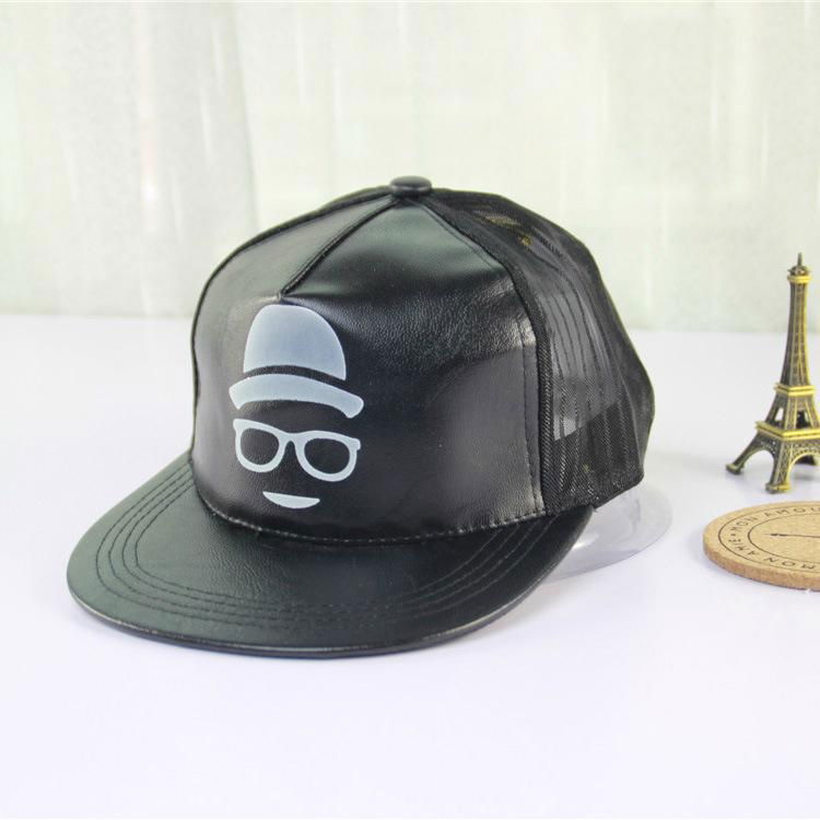 Custom Black Blank Leather Snapback Hats HipHop Cap Wholesale 3