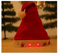 Wholesale Good Quality LED Plush Unique Christmas Hat Santa Hat 