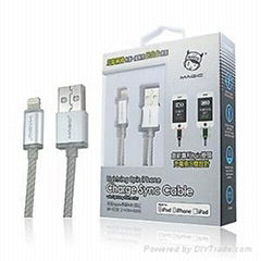  Apple 8 pin Ligthing cable-charge LED-1.2M-Silver