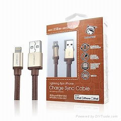 Apple 8pin Leather Charge cable-Alum.connector-1.2M