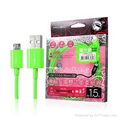 2.0 A (M)-Micro USB Slim Sync Charging Cable, 1.5M, Neon Green 1