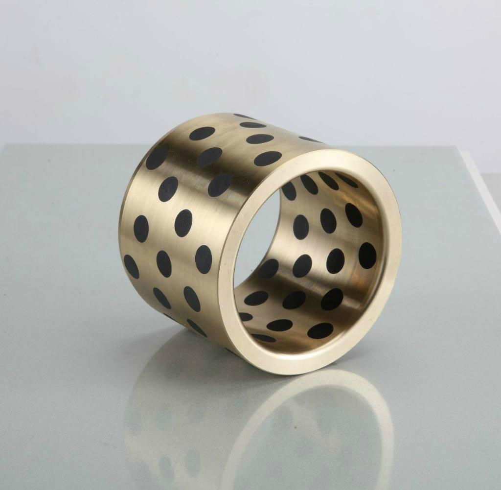 Cast bronze bushing slide bearing with graphite self-lubricating 2