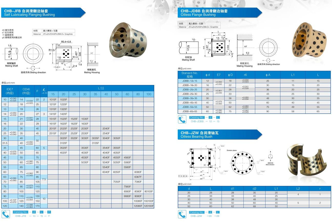 Oilless Flange bronze Bushing self-lubricating with graphite 2