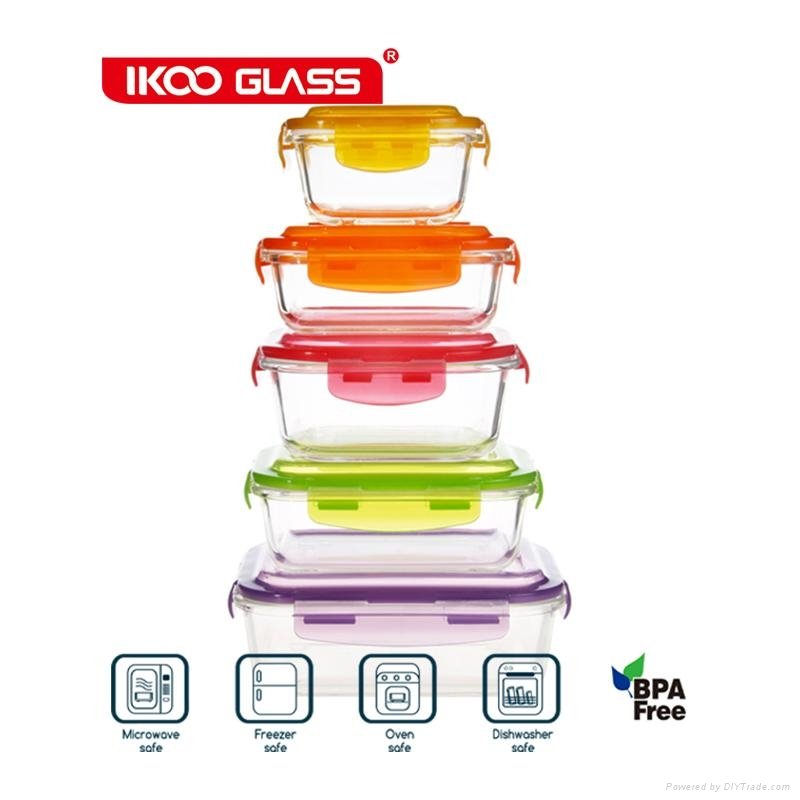 oven safe 10-piece glass food storage set with lock lid