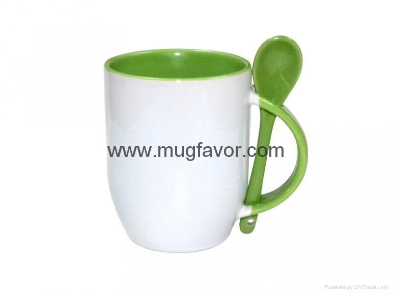 Sublimation Mug--12oz Color Spoon Mug 3