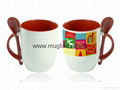 Sublimation Mug--12oz Color Spoon Mug 4