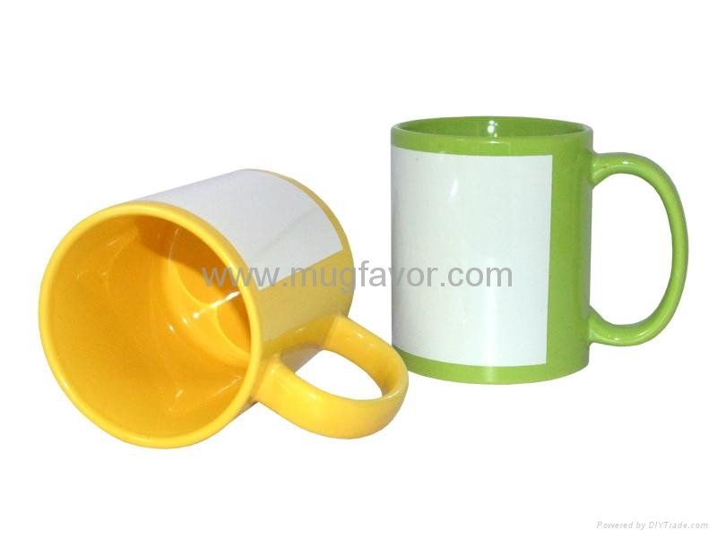 Sublimation Mugs--11oz Color Mug w White Patch 4