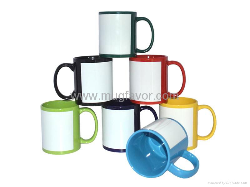 Sublimation Mugs--11oz Color Mug w White Patch 5