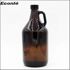 Amber color 2 liter glass  growler