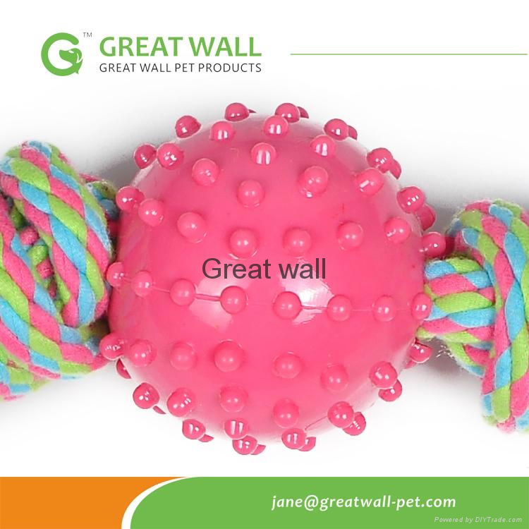 long dog chewing hot toys with cloth rope plastic ball 2