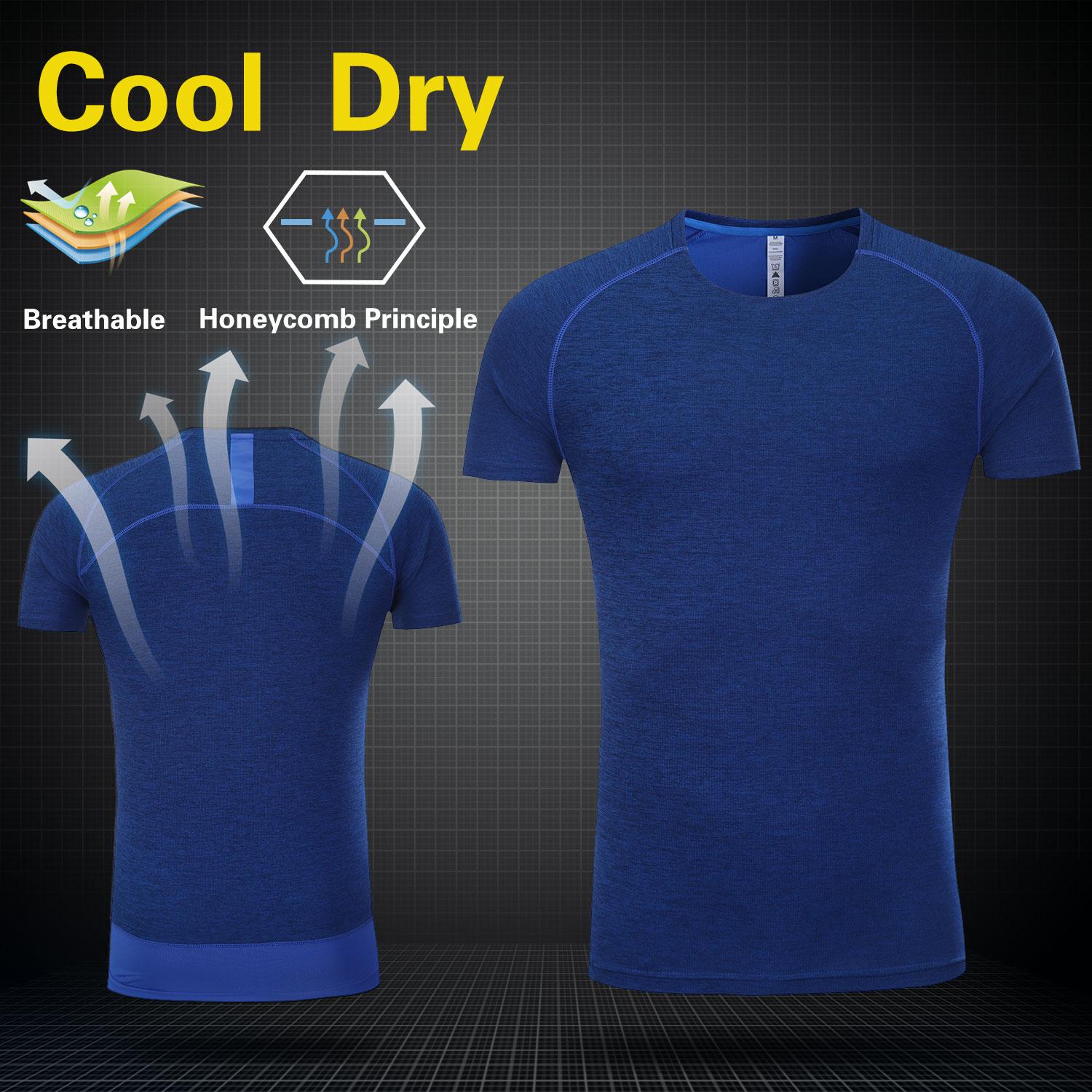 Hot Sale Dry Fit Polyester Spandex Sports Work out T-Shirts with Custom Printing 2