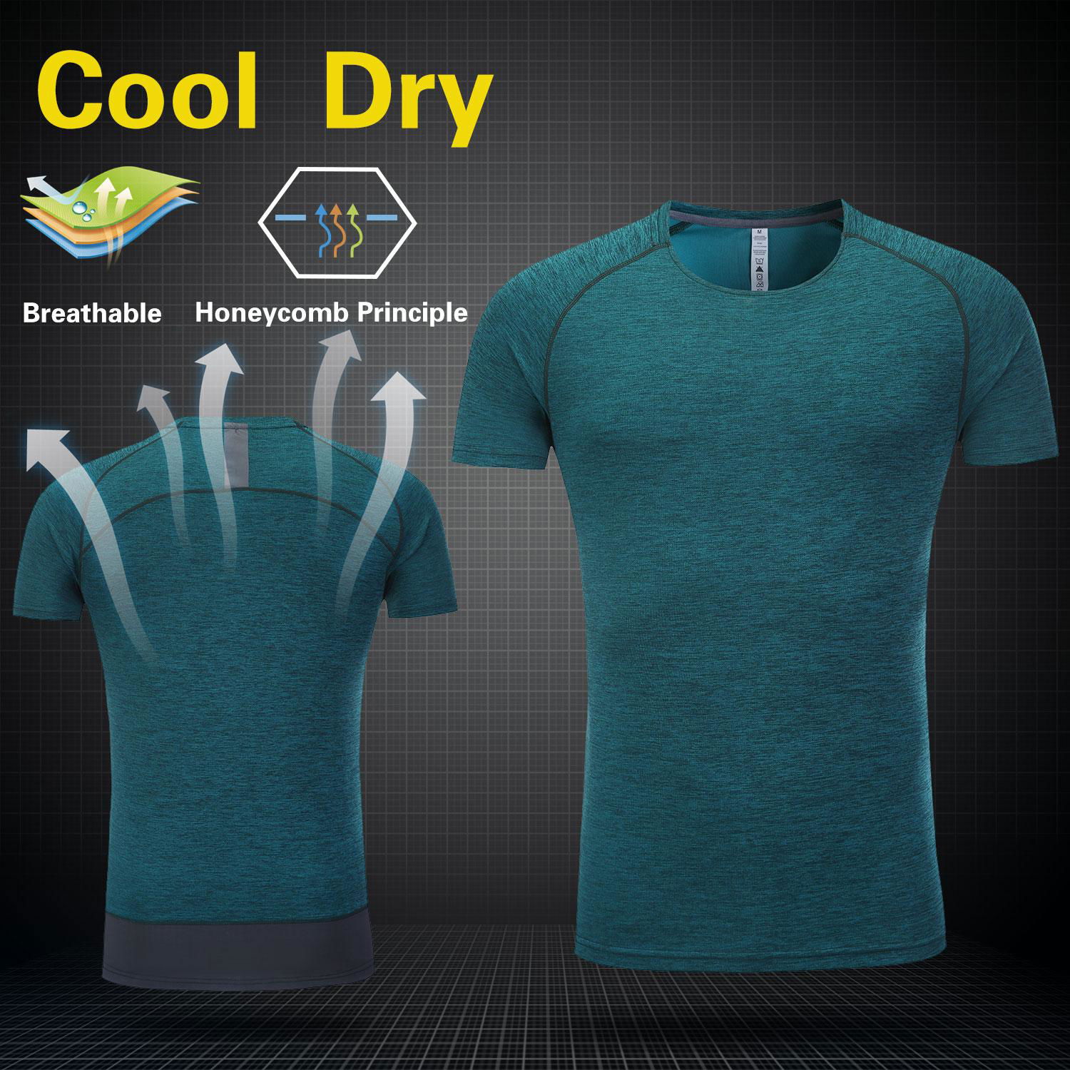 Hot Sale Dry Fit Polyester Spandex Sports Work out T-Shirts with Custom Printing