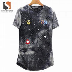 New Arrival Trendy Men's Trendy Cool Hip-Hop Ripped Round Hemline Hole T-Shirt