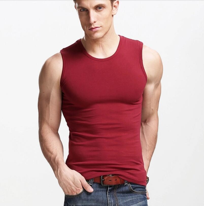 Cotton spandex men's plain gym muscle tank top vest singlet with