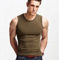 Cotton spandex men's plain gym muscle tank top vest singlet with custom printing 4