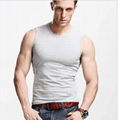 Cotton spandex men's plain gym muscle tank top vest singlet with custom printing 5