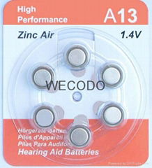 ZINC AIR BATTERY A10-WK A13-WK A312-WK air battery  1.5v100ah-WK form WECODO