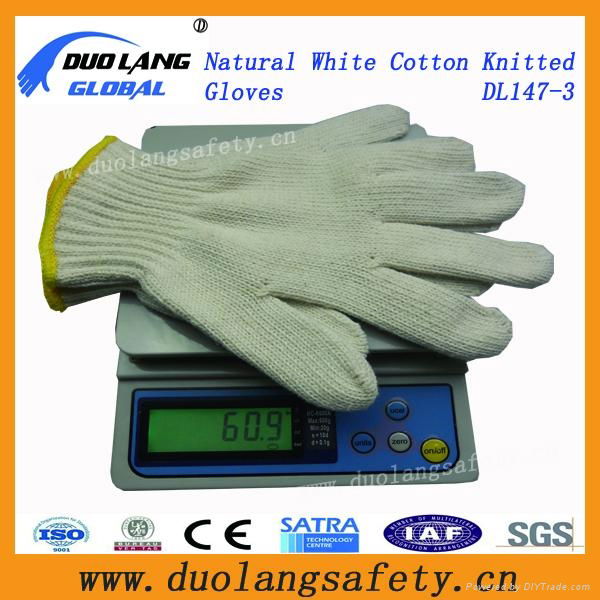 7g Bleached White Color Cotton Knitted Work Glove	