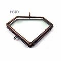 Creative Handmade Glass Metal Geometry Frame Necklace Pendant Jewelry Parts