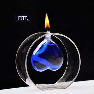 Clear Herart Shape Glass Oil Lamp Canddle Holder AXYD001