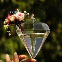 Clear Diamond Shape Glass Plant Flower Pot Vase HP097