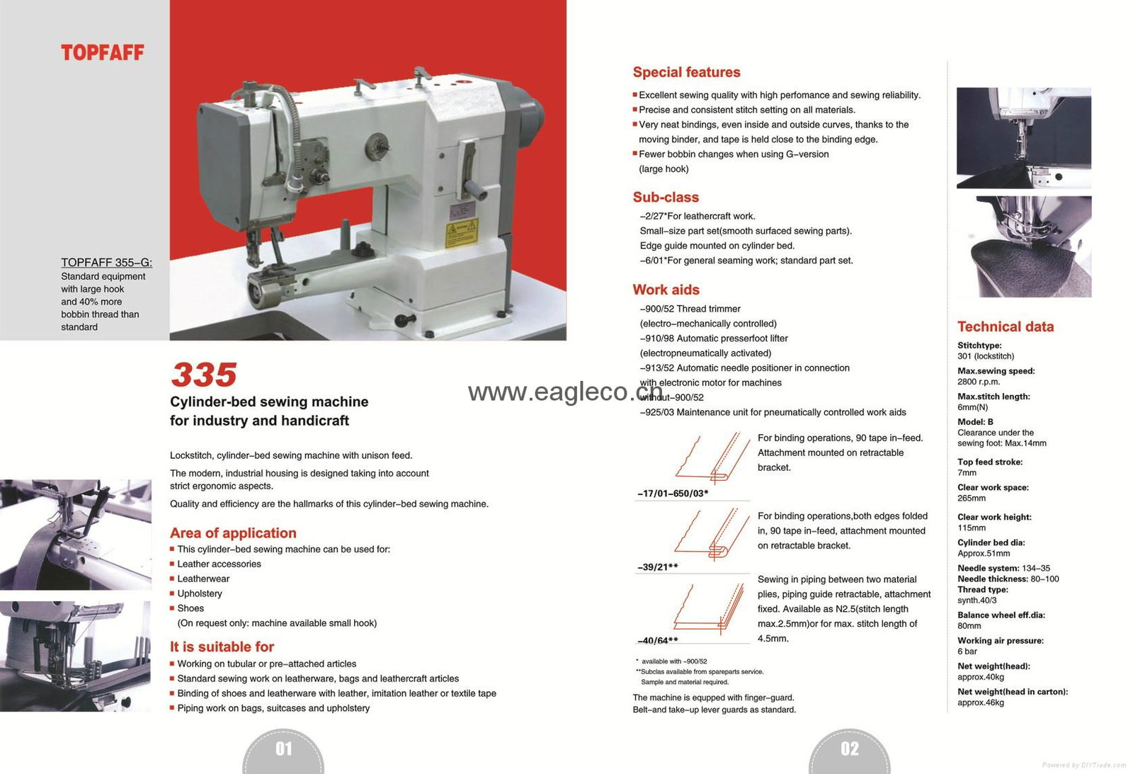 TOPAFF 335-G-6/01 cylinder bed single needle sewing machine 2