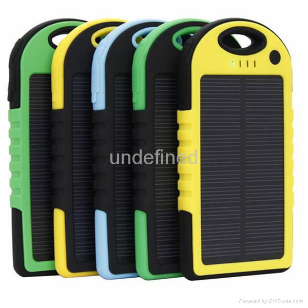 5000mAh Solar External Battery Power Bank Dual USB Ports 5