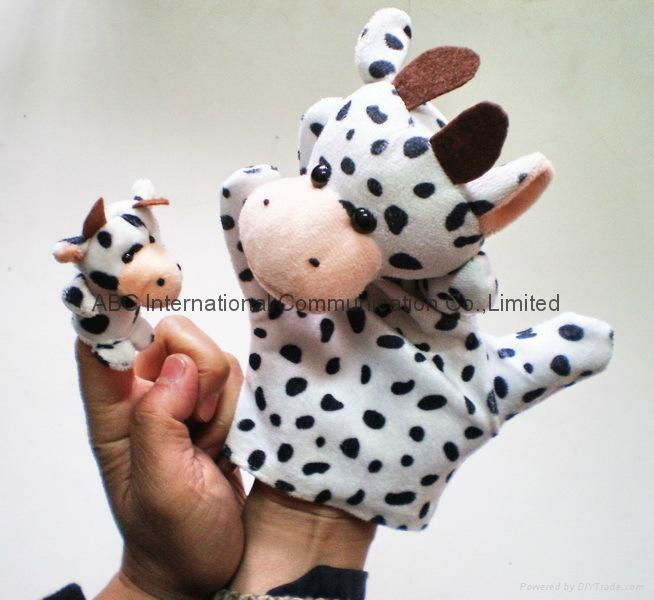 parent-kid hand puppet finger puppet cow big puppet with small cow puppet  4