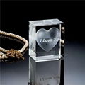 Crystal Rectangle With 3D Heart Laser