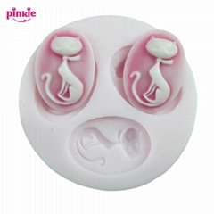 S007 cartoon cat funny silicone cake mold cake tools resin clay chocolate candy 