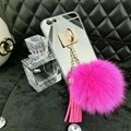 2016 New Arrival Luxury Transparent Tassel fox fur Mobile Phone Case Tassel Clea
