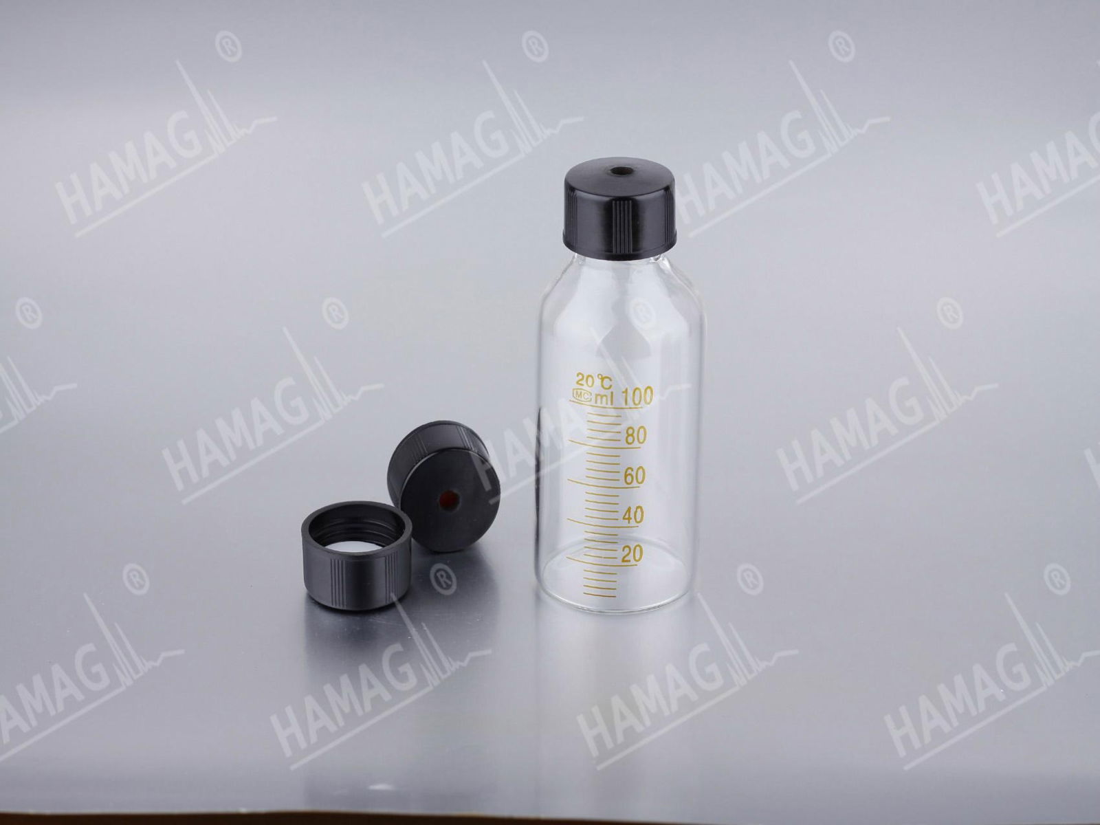 Open-top bottle with scale  and PTFE septa 3