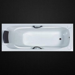 acrylic bathtub with pillow and handles