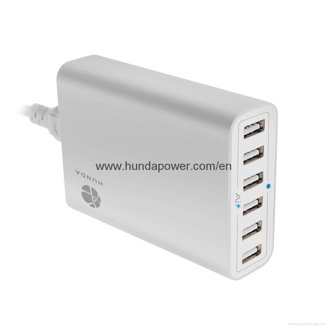 60 Watt 6 Port Desktop Rapid USB Charger Multi Port USB Charger Travel Wall