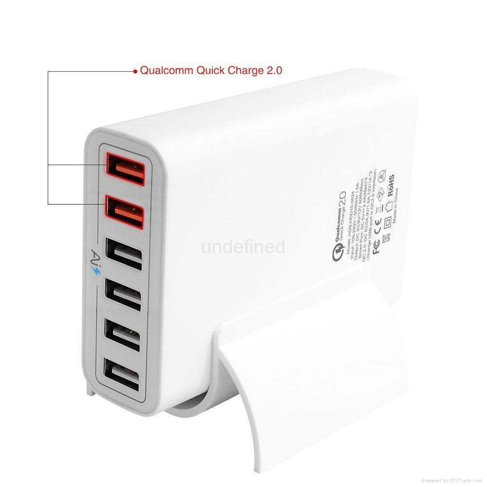 New Qualcomm certified 60W Fast 6 Port USB Charger Quick Charge 2.0 4