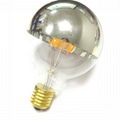 half-chrome silver mirror globe G80 led filament bulb